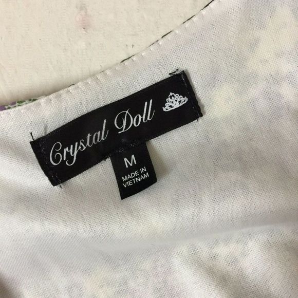 Chrystal Doll green floral ruffle faux wrap dress sz S-M - Picture 5 of 5